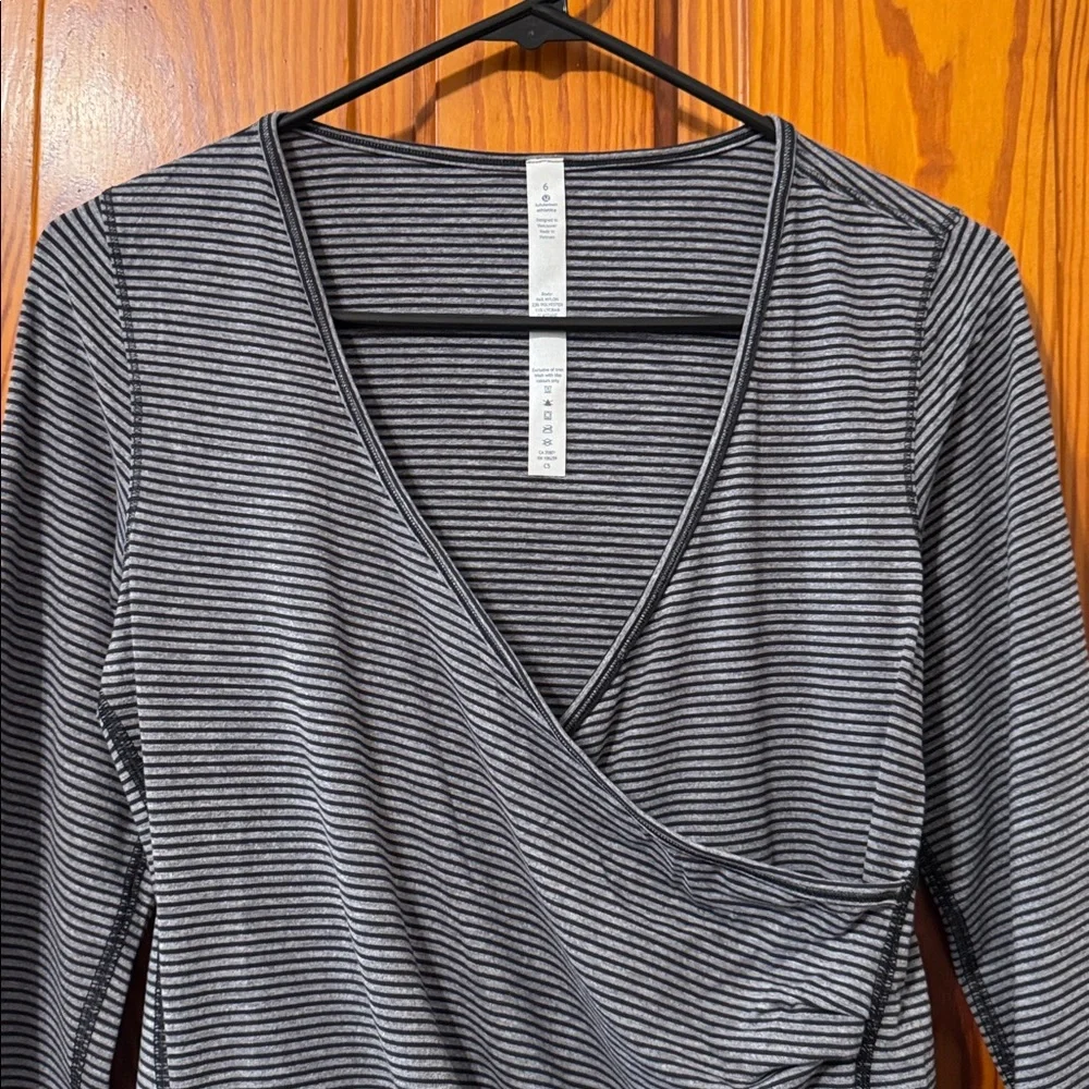 Lululemon Sunset Salutation Long Sleeve - Mini Pop Stripe Heathered Slate Black